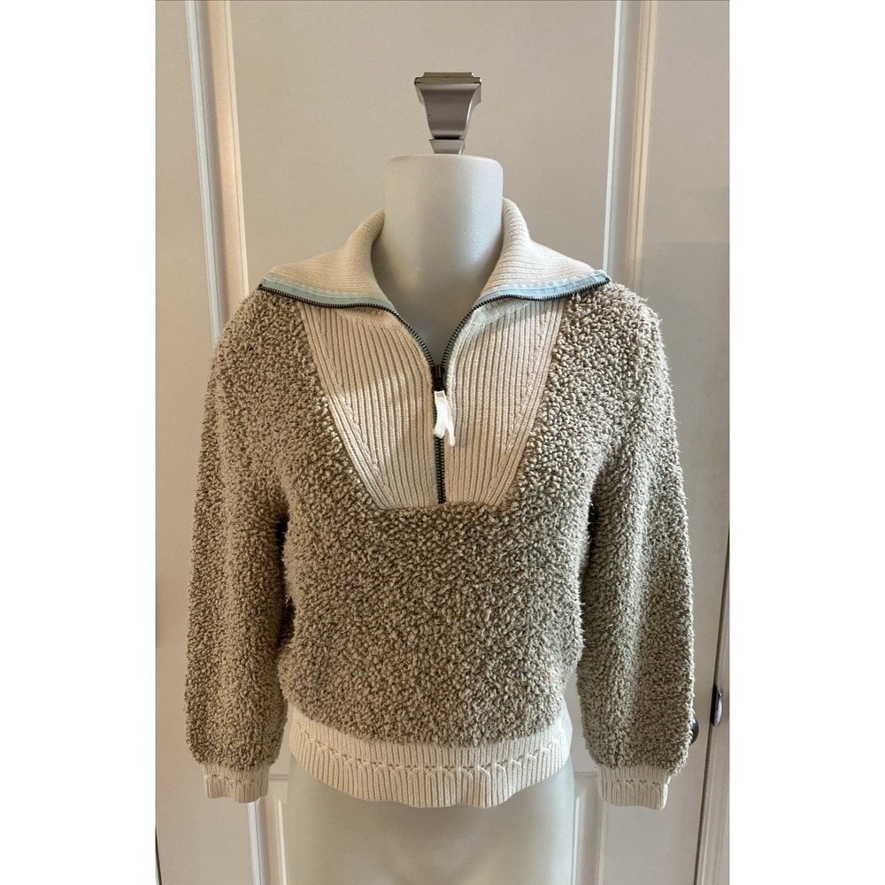 Moth Anthropologie Sweater Women Beige Boucle Size S Cabin Cozy Casual